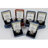 GB One Pound silver proof issues (10) Standard 1989 - 1997 (missing 1995), Piedforts 1993 & 1997.