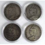 GB Crowns (4) All Victoria JH. 1889 - 1892 Average GF