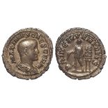 Roman Imperial, Maximus Caesar (235/6-238) AR Denarius, Rome mint, standing l. with two standards