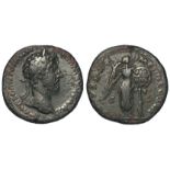 Marcus Aurelius brass Sestertius, Rome Mint 166 AD. Reverse: TR POT XX IMP IIII COS III SC,