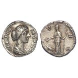 Roman Imperial, Crispina (178-191 AD) wife of Commodus, AR Denarius, Rome mint, Juno type, RIC