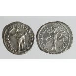 Roman Imperial (2) AR Denarii of Severus Alexander (222-35 AD): Rome mint, Sol with globe, 3.54g,