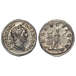 Roman Imperial, Caracalla (198-217 AD) AR Denarius, Rome mint, Emperor with standards type, Sear