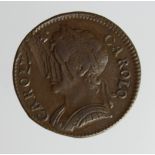 Farthing 1672 VF, large surface flaw obverse.