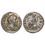 Roman Imperial, Septimius Severus (193-211 AD) AR Denarius, Rome mint, Roma seated l. type RIC IV