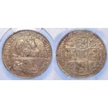 Shilling 1723 roses & Plumes in angles, S.3645, slabbed PCGS AU53.