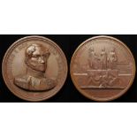 Railwayana: Belgian Commemorative Medal, bronze d.72.5mm: Leopold I, Opening of the Railway Aachen -