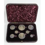 Specimen set 1887 (Crown - Threepence) includes both sixpence types. Toned EF - GEF in a plush