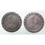 GB Cartwheel Copper Twopences 1797 (2) VF