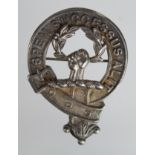 Scottish Clan badge 'Spem Successus Alit'. Silver hallmarked for 1946