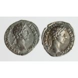 Roman Imperial (2) AR Denarii of Commodus (176-192 AD): Rome mint, (as Caesar) Victory seated type