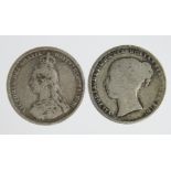 Shillings (2) 1862 & 1889 (SH). Fair but scarce dates