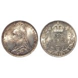 Sixpence 1890 lightly toned UNC