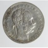 Hungary silver 1 Forint 1892 KB, KM# 475, EF