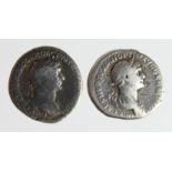 Roman Imperial (2) AR Denarii of Trajan (98-117 AD): Rome mint, Via Traiana roman road commemorative