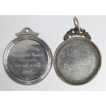 Scottish silver Prize medals (2) comprising one for the Dalkeith Gymnastic Games for putting the