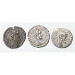 Roman Imperial (3) AR Denarii of Septimius Severus (193-211 AD): Rome mint, Fides Militum type, AD