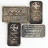 Silver ingots 100g x 2 along with 50g x2.