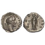 Antoninus Pius silver Denarius. Rome Mint 152-153 AD. Reverse: COS IIII, Vesta stg. l. holding