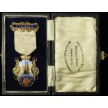 Masonic, silver & enamel Founder's medal, Victory Chapter No. 3509 hallmarked H.N.D. Birm, 1924 -