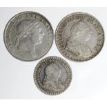 GB Silver Bank Tokens (3): Three Shillings 1811 GF, Three Shillings 1812 large head GF, and 18d