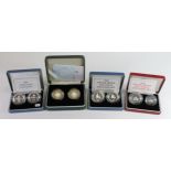 GB Silver Proof two coin boxed sets (4) Five Pence 1990, Ten Pence 1992, Two Pounds 1989 & 1997. FDC