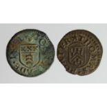 Tokens, 17thC (2) Cambridgeshire: Ely, Thomas Porter 1/4d 1663 #115 slightly chipped Fine, and