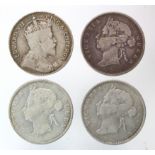 British Honduras (4) silver 50 Cents: 1894, 1895 x2, and 1907, Fair to Fine.