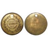 Theatre Pass or Traders Check, brass d.31mm: C: Richardson, Covent Garden 1793, nEF, holed.