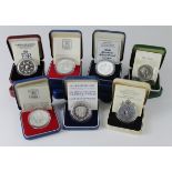 GB Silver Proof Crowns (14) 1972x2, 77x4, 80, 81x2, 90x2, 93x2 & 1996. aFDC/FDC boxed as issued