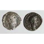 Roman Imperial (2) AR Denarii of Commodus (176-192 AD): Rome mint, Liberalitas with abacus type