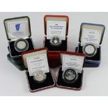 GB Silver Proof boxed issues (10) Two Pounds standard 1994 "Tercentenary", 95 "Dove", 96 & 1997,