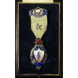 Masonic silver & enamel Founder's medal, St. David's Lodge No. 2950, dated 1903. Hallmarked WJD, (