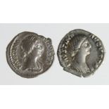 Roman Imperial (2) AR Denarii of Faustina II Junior (161-175 AD) first wife of Marcus Aurelius: Rome