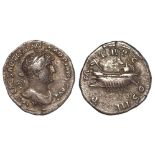 Roman Imperial, Hadrian (117-38 AD) AR Denarius, Rome mint, draped bust / 'COS III' galley type,
