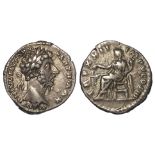 Marcus Aurelius silver Denarius, Rome Mint 168 AD. Reverse: TR P XXII IMP V COS III, Aequitas std.