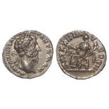 Roman Imperial, Marcus Aurelius (161-180 AD) AR Denarius, Rome mint, Aequitas seated l. type, cf RIC