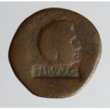 Augustus copper As, Rome Mint 15 BC. Sear 1683 with obverse rectangular countermark TIB AVG(ligate),