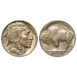 USA nickel five-cents 1937D ' 3-legged' buffalo, light marks under magnification, rare, GVF