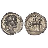 Roman Imperial, Septimius Severus (193-211 AD) AR Denarius, Rome mint, Severus on horseback r.