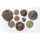 Ancient Greek & Roman Bronze Coins (9) noted Athens AE20 BMC 246 Fine, Lepidus Antipolis (Gaul) AE12