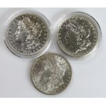 USA Silver Dollars (3) 1879, 1884o & 1900. EF - GEF