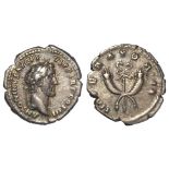 Roman Imperial, Antoninus Pius (138-61 AD) AR Denarius, Rome mint, caduceus and crossed