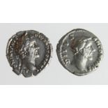 Roman Imperial (2) AR Denarii of Antoninus Pius (138-61 AD): Rome mint, 'VOTA' emperor sacrificing