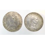 Austria (2) silver 20 Kreuzers: 1803C GVF, and 1832A aEF
