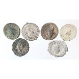 Roman Imperial (6) antoniniani: Carausius, Pax reverse, mint illegible(?) porous Fine/Fair, trace