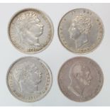 GB Shillings (4) George III to William IV: 1816 VF, ditto VF, 1826 GVF, and 1835 GF