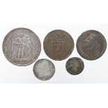 France (5) 18th-19thC; a couple of Louis XIIII and Louix XVI silver minors nF and VF, two better