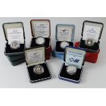 GB Silver Proof Two Pounds (13) standard 1986, 1994 "Tercentenary" x2, 1995 "UN" x2, 1995 "Dove" x2,