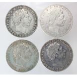 GB Crowns (4) George III: 1818 LIX cleaned F-GF, 1819 LX Fine, 1820 LX VG, and 1820 LX GF edge